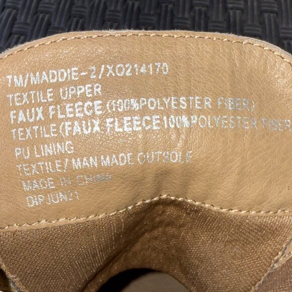 Tan High Heel Ankle Boots Booties Suede Fur Trim Women Size 7 - Picture 8 of 11